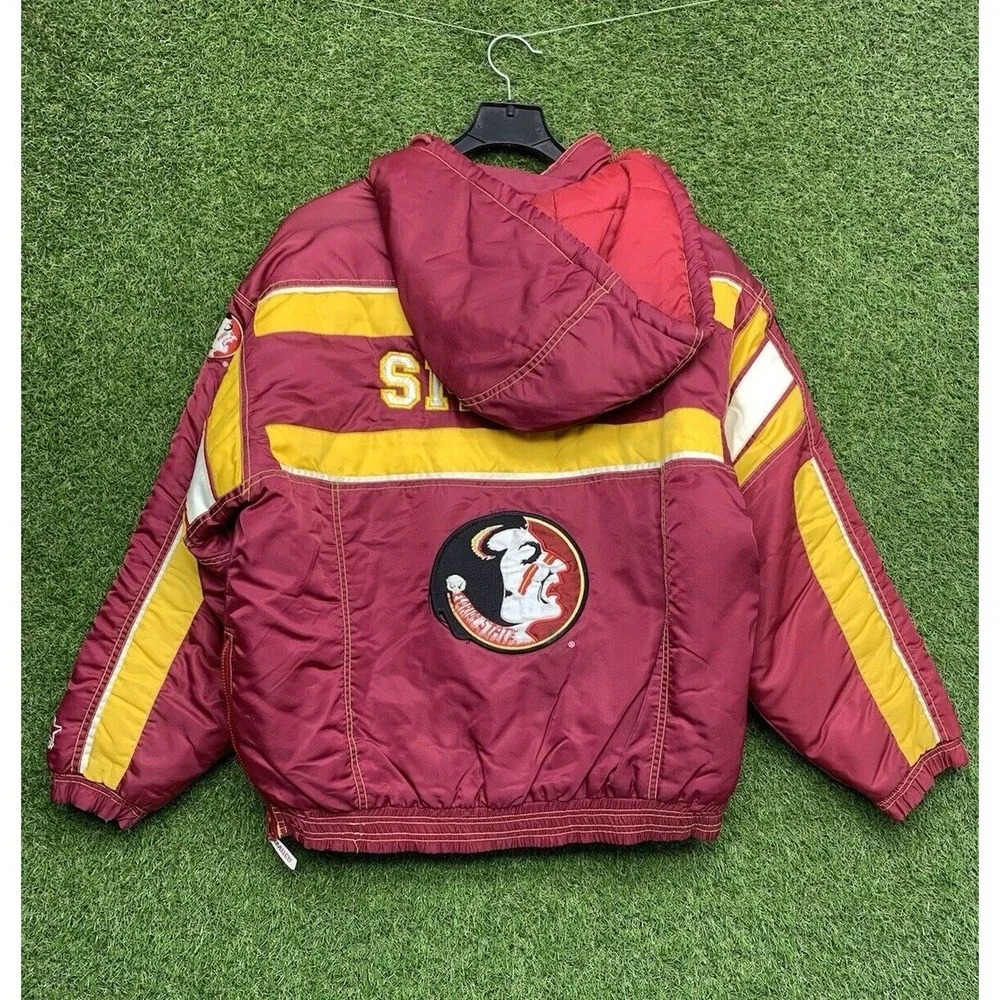 Vintage Florida State Seminoles Starter Puffer Jacket Mens Large 1/2 Zip Half